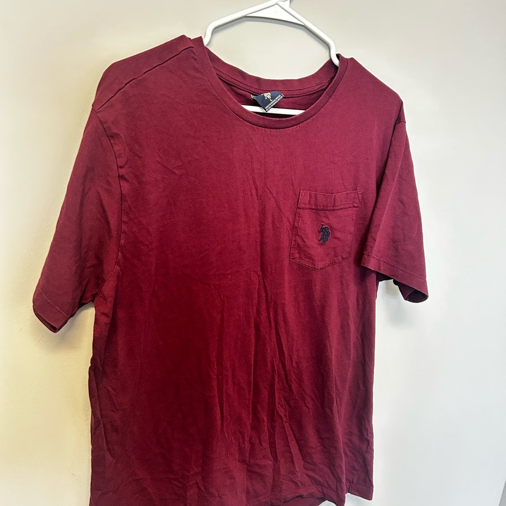Burgundy Pocket Tee by U.S. Polo Assn | Soft Cotton Casual, Size L